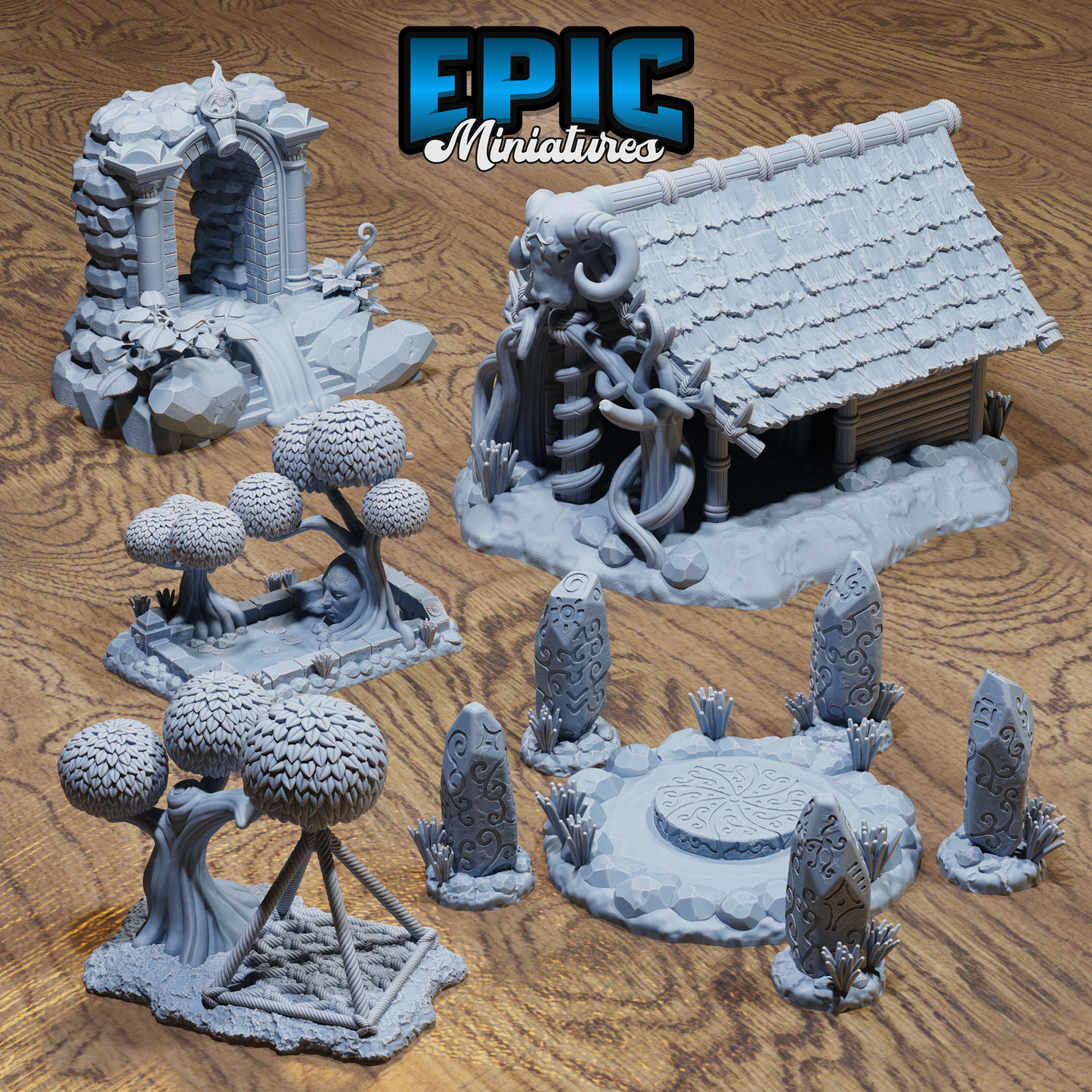 Epic Miniatures Magical Forest Buildings - Fantasy D&D Tabletop Terrain Set