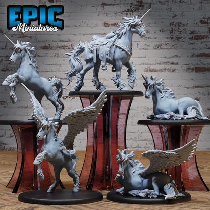 Epic Miniatures - Unicorns | D&D | DnD | Truescale | Print on Demand