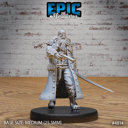 Pirate Captain Barbarossa #4814-#4816 by Epic Miniatures - Mysterious Ocean | DnD Tabletop Miniatures (28mm Scale)