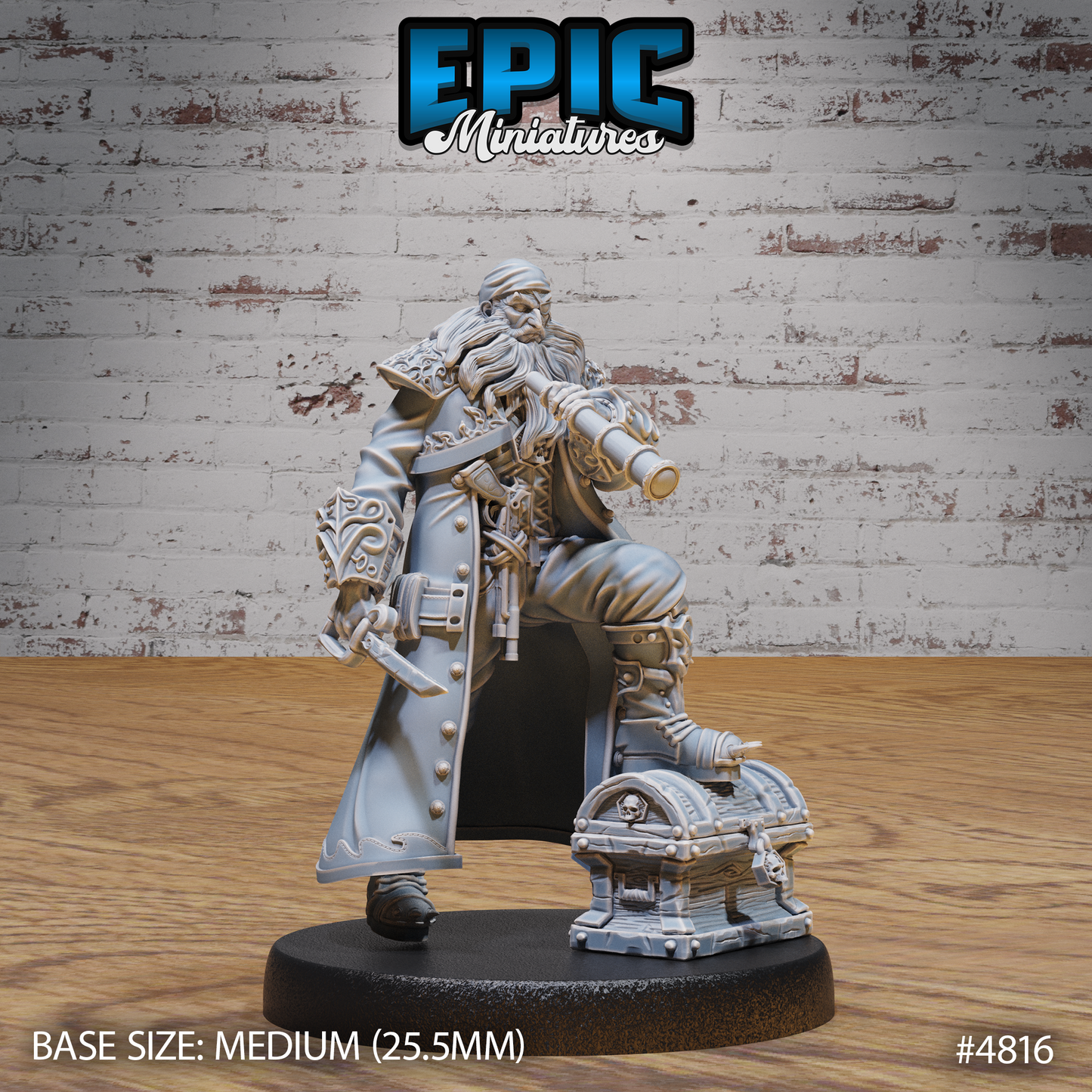 Pirate Captain Barbarossa #4814-#4816 by Epic Miniatures - Mysterious Ocean | DnD Tabletop Miniatures (28mm Scale)