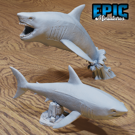 Great White Shark #4821-#4822 by Epic Miniatures - Mysterious Ocean | DnD Tabletop Miniatures (28mm Scale)