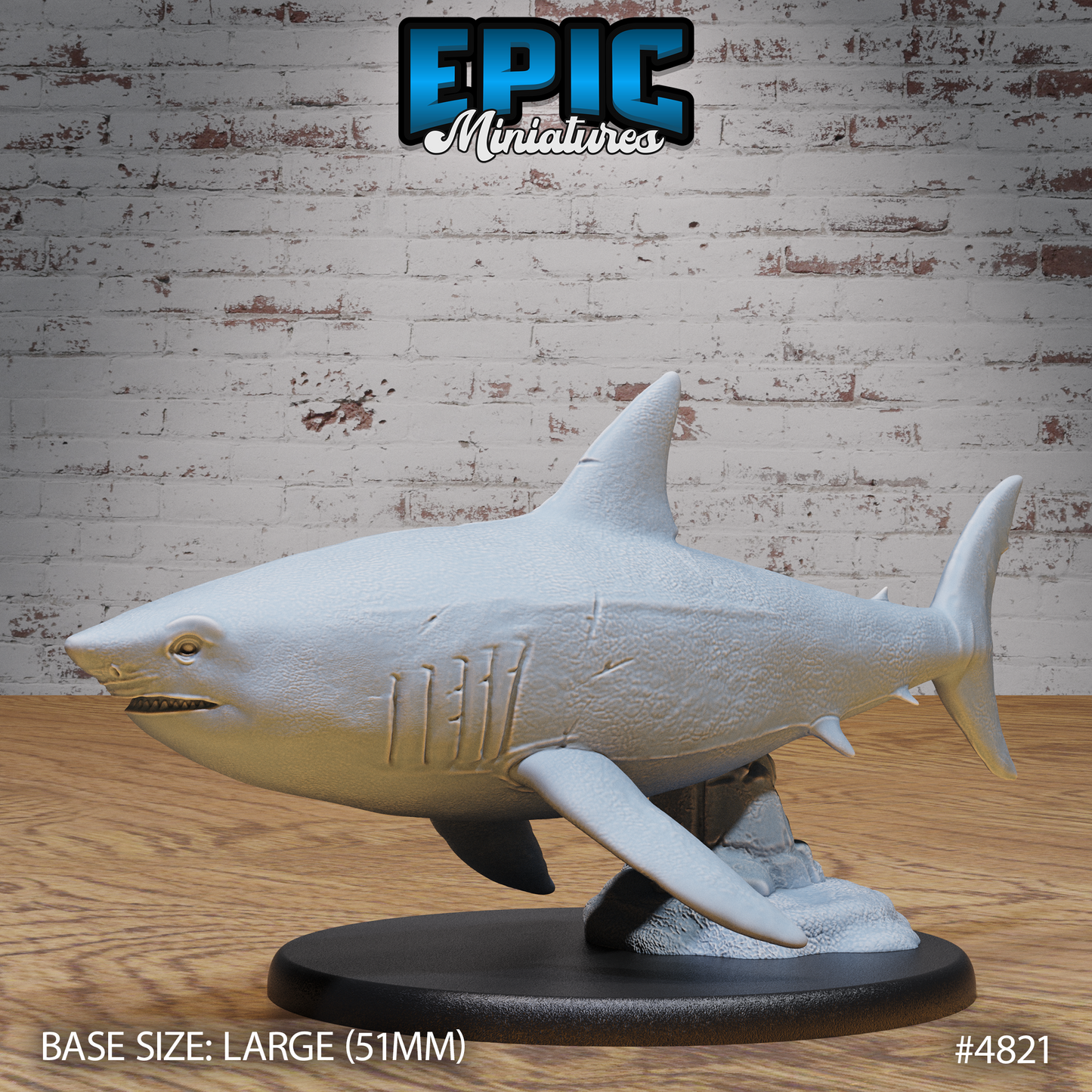 Great White Shark #4821-#4822 by Epic Miniatures - Mysterious Ocean | DnD Tabletop Miniatures (28mm Scale)