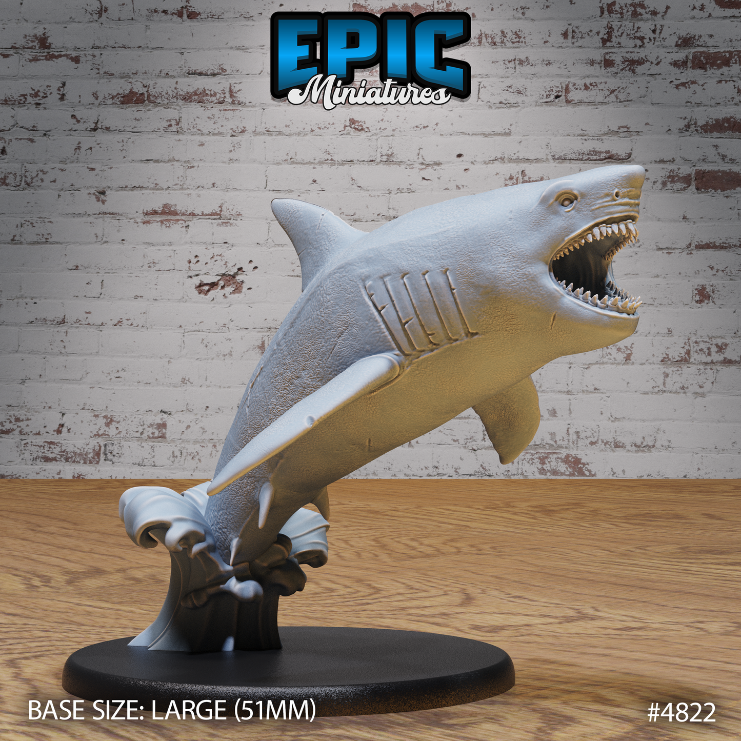 Great White Shark #4821-#4822 by Epic Miniatures - Mysterious Ocean | DnD Tabletop Miniatures (28mm Scale)