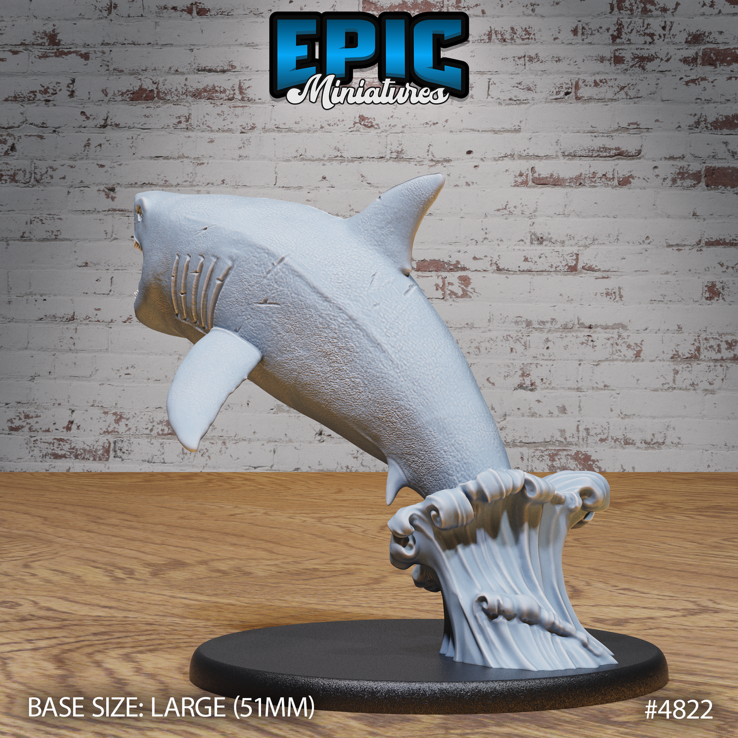 Great White Shark #4821-#4822 by Epic Miniatures - Mysterious Ocean | DnD Tabletop Miniatures (28mm Scale)