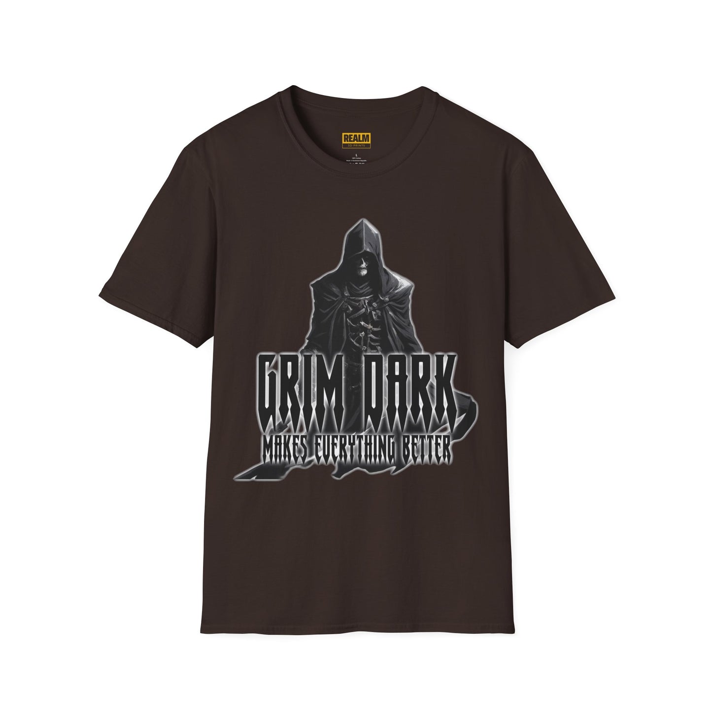 Grim Dark Unisex Softstyle T-Shirt Dark Chocolate