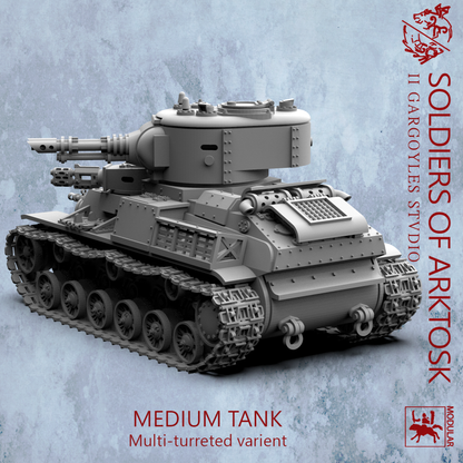 Soldiers of Arktosk Medium Tank - Multi-Turret Variant | Tabletop Wargaming Model